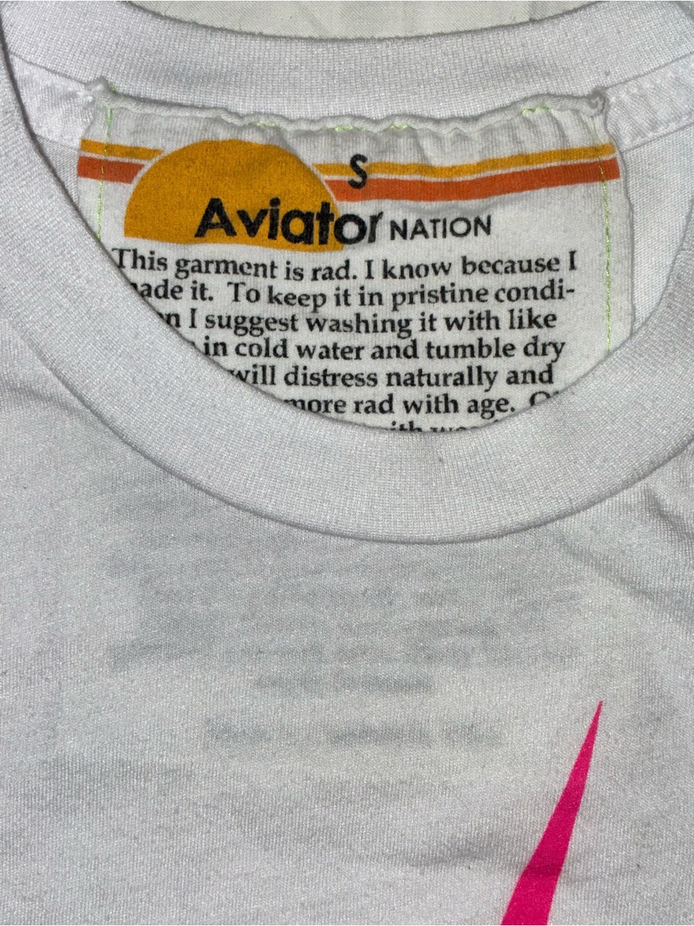 Aviator Nation Kids White Tee with Pink Accent
